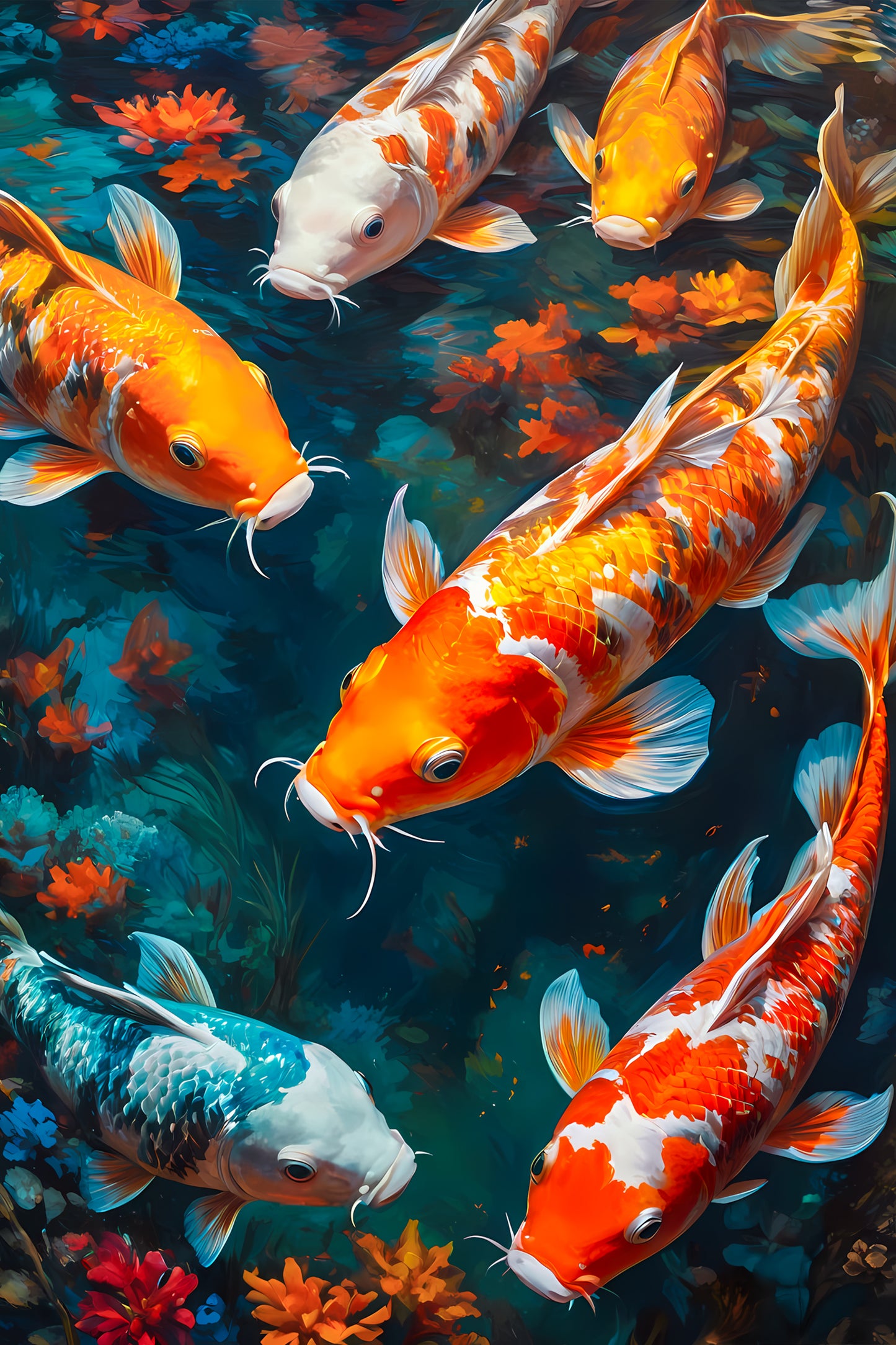 Harmony of the Koi: The Dance of Fortune Acrylic Prints