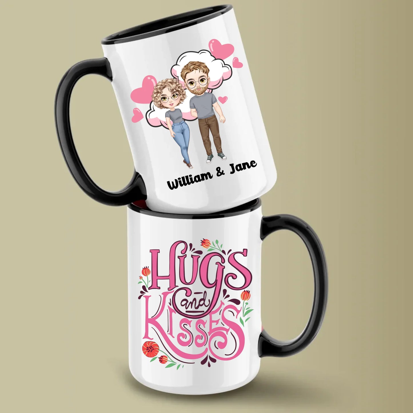 Glossy Two 15oz Mug Mockup black