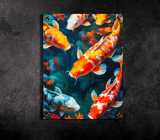 Harmony of the Koi: The Dance of Fortune Acrylic Prints
