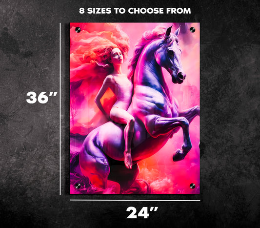 Ethereal Ride: The Fireborne Muse Acrylic Print