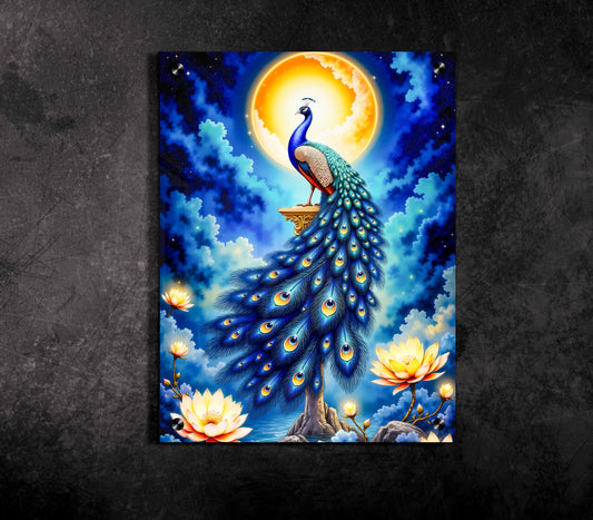 Majestic Moonlight: The Celestial Peacock Acrylic Print